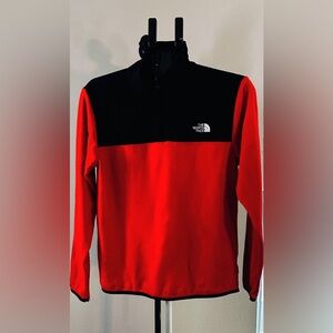 The North Face Red and Black Quarter-Zip Fleece